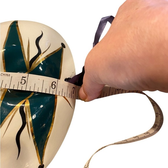 vintage 80s 90s venetian ceramic mask teal black and gold court jester decor - Picture 8 of 8